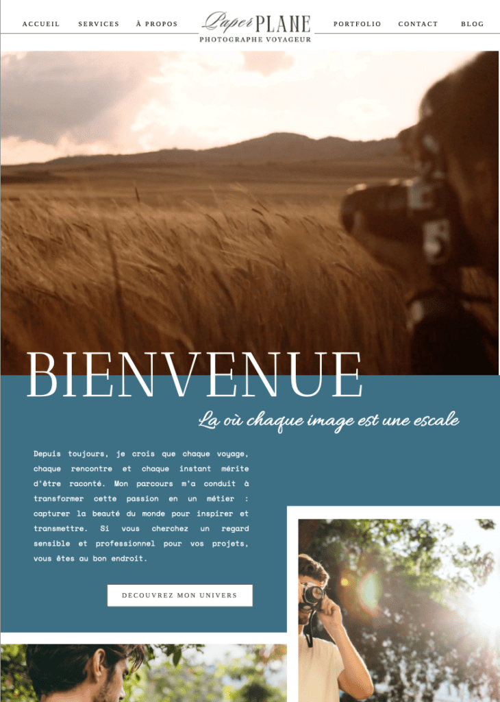 template de site à personnaliser pour photographe