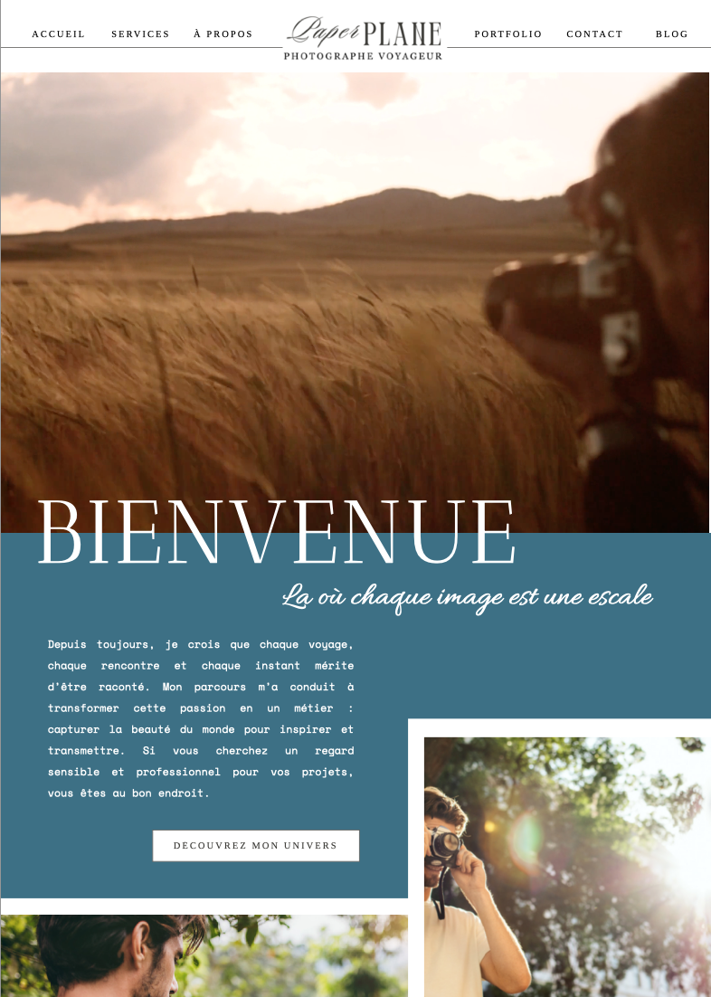 template de site à personnaliser pour photographe